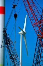 Wind Turbine Construction With Cranes - iStockPhoto