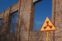 Near Chernobyl Radiation Sign on Building - iStockPhoto