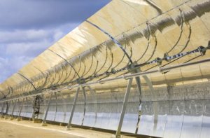 Solar Panels in Parabolic Array to Concentrate Energy - iStockPhoto