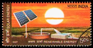 Renewable Energy Even On Postage Stamp From India - iStockPhoto 