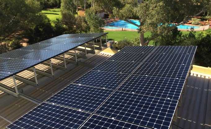 Solar panels array at hotel in Uluru - Ayers Rock - central Australia