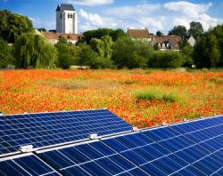 Solar Panels Angled for Maximum Exposure Poppy Field - iStockPhoto