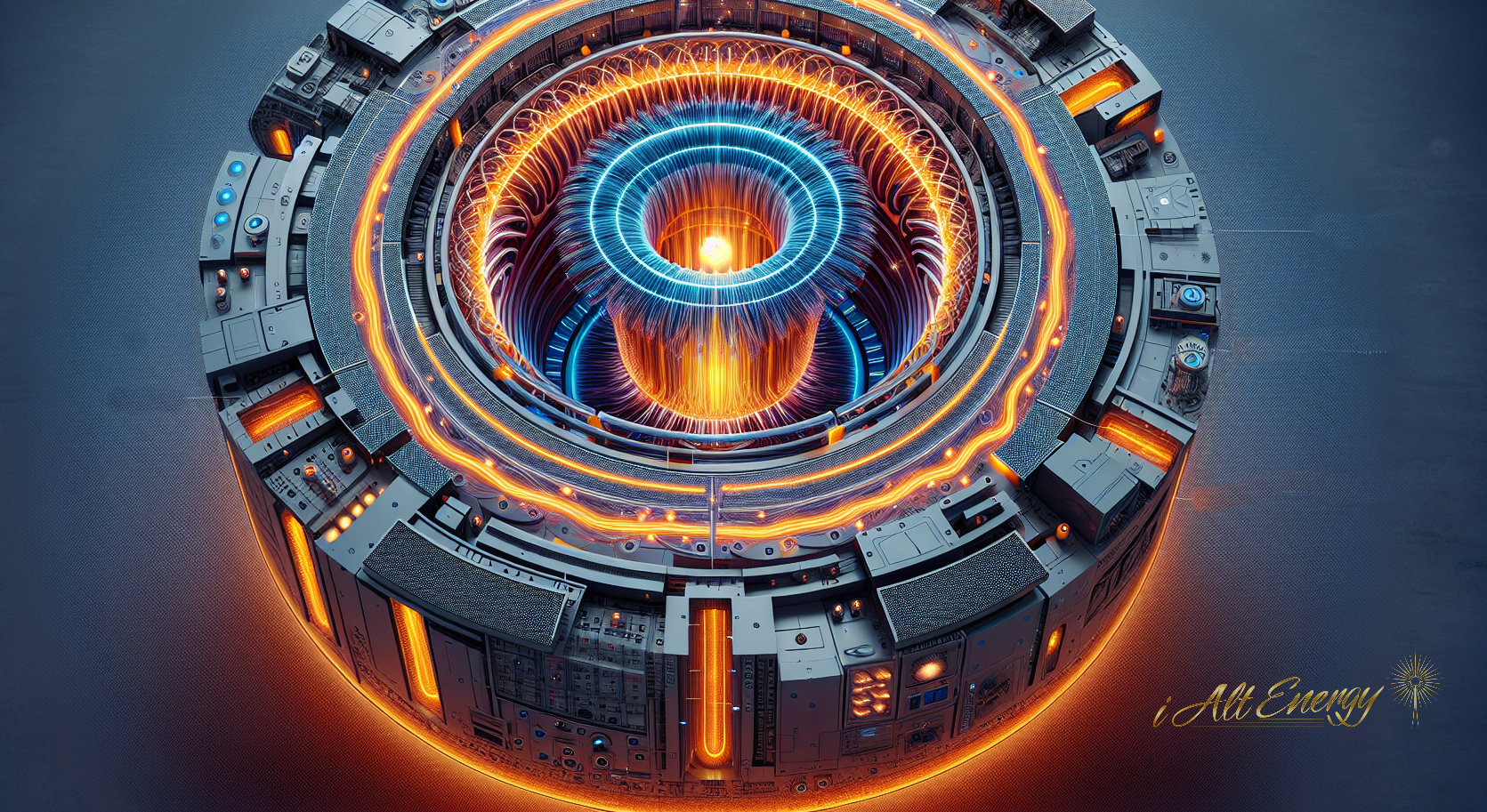 Tokamak confinement conceptual diagram with glowing plasma for fusion